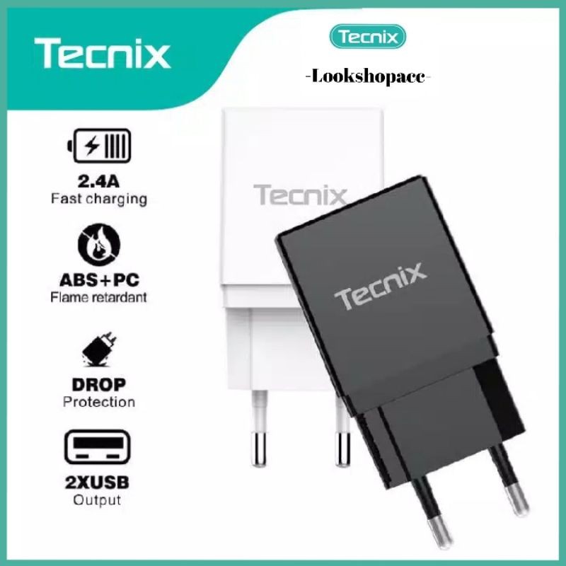 Chager Tecnix CHR-076S / CHR-076m 2USB Port 2.4A Fast Charging Original Tecnix