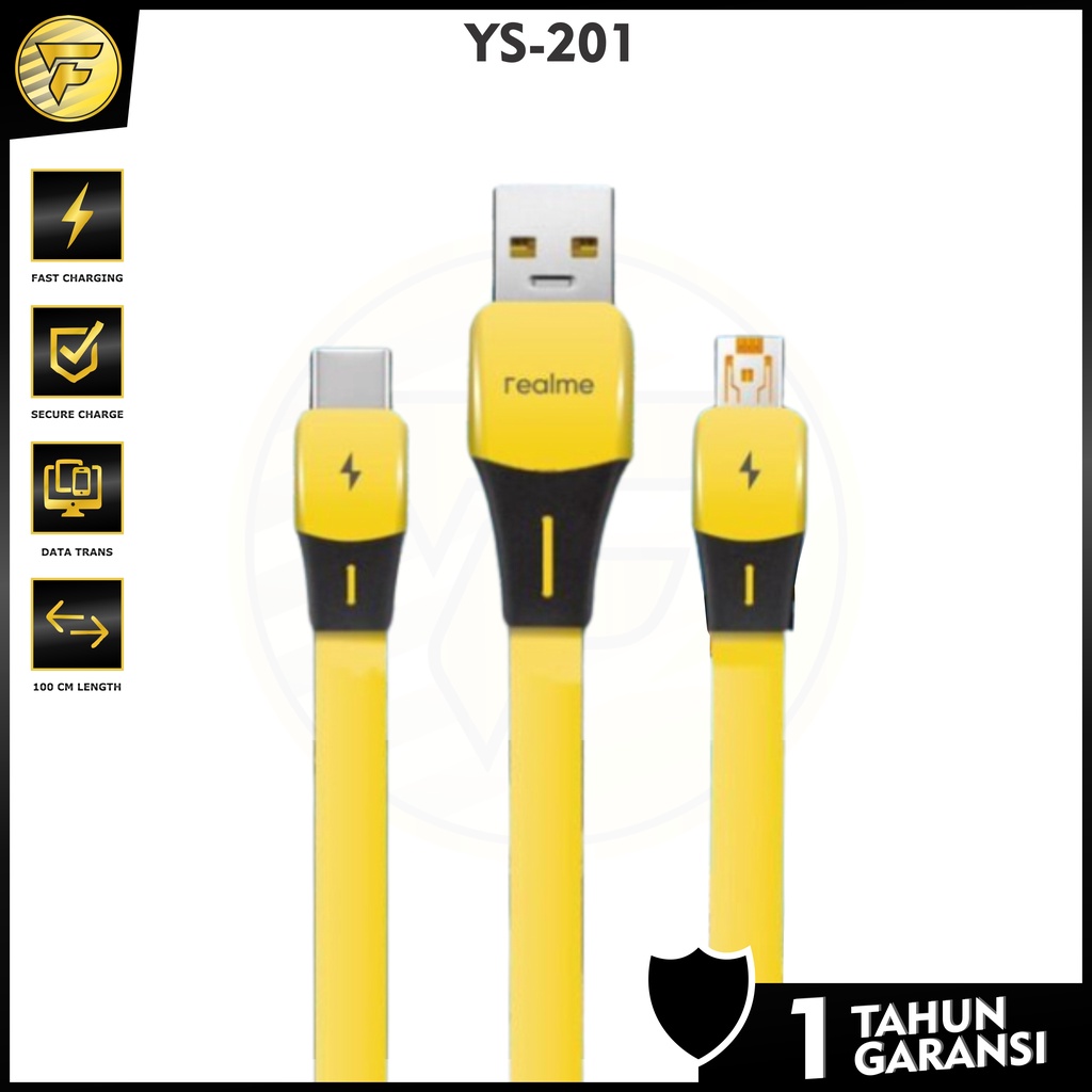 Kabel Data Realme Y21 SUPERVOOC SUPERDART Type C Micro USB Fast Charging 1 meter kabel cas charger VOOC HP android original