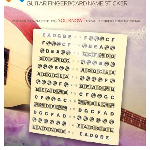 Guitar Fingerboard Name Sticker - Stiker Label untuk Belajar Gitar