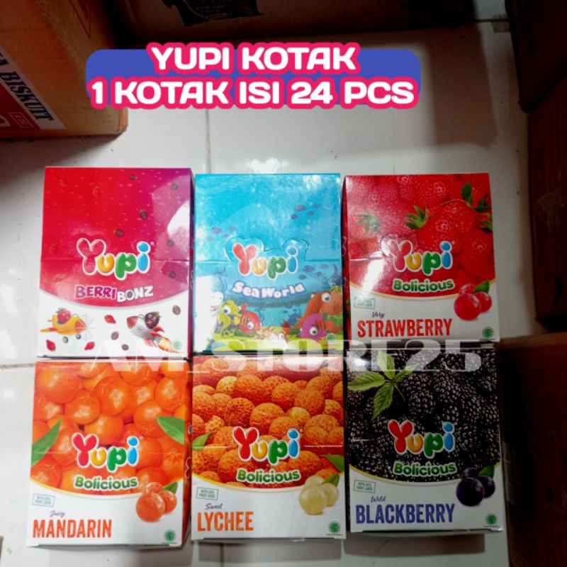 

Permen Yupi Aneka rasa Bentuk Box 168 gr isi 24 pcs/Yupi BerriBonz/Yupi Seaworld/Yupi Bolicious