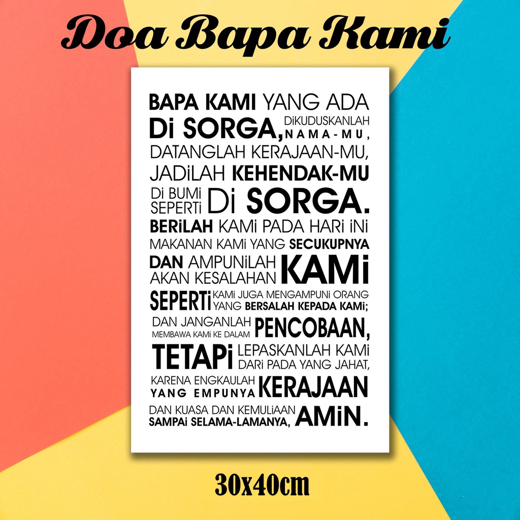 poster kayu doa bapa kami ukuran jumbo 30x40cm
