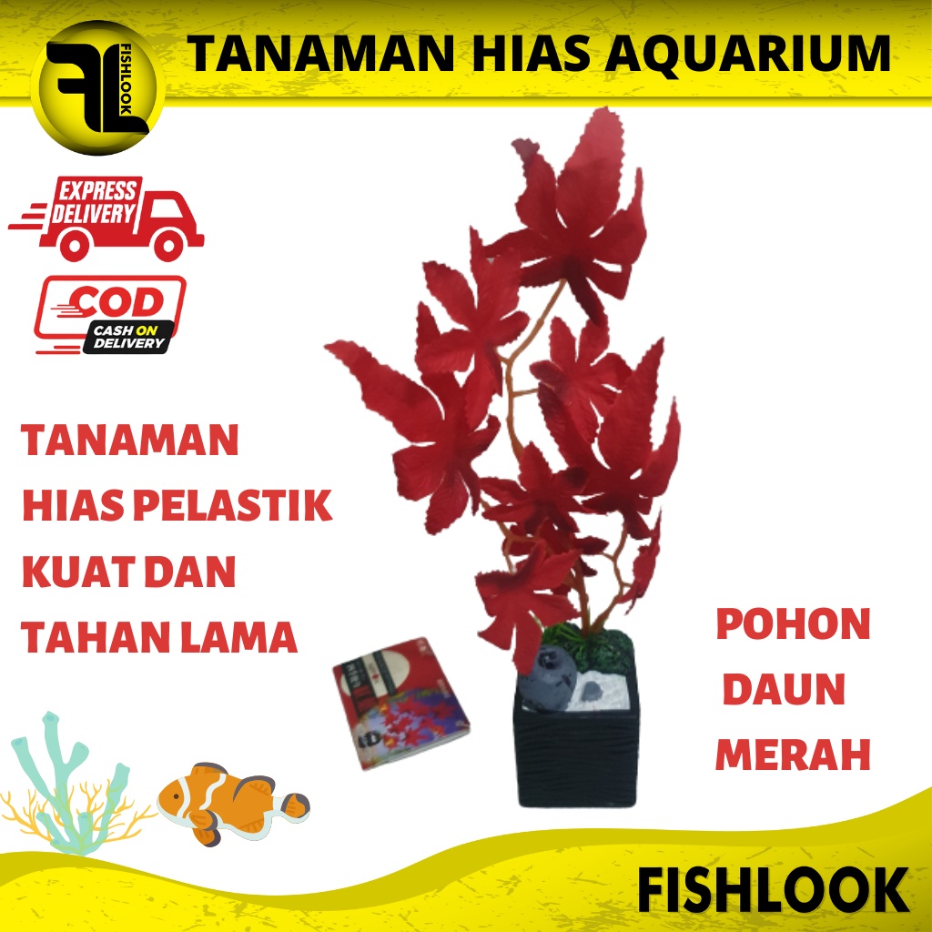 POHON TANAMAN HIAS GEX AKSESORIS PLASTIK SINTETIS AQUASCAPE AQUARIUM HIASAN AQUARIUM