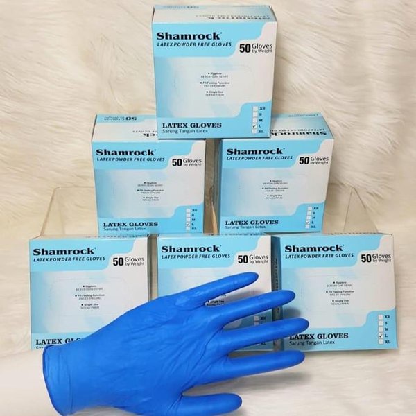 Sarung Tangan Latex Free Powder Medis Examination SHAMROCK ISI 50 PCS NON POWDER Kemenkes