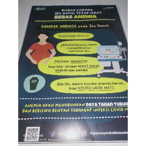 Jual Poster Wabah Corona Ibu Hamil Tetap Sehat Bebas Anemia | Shopee ...