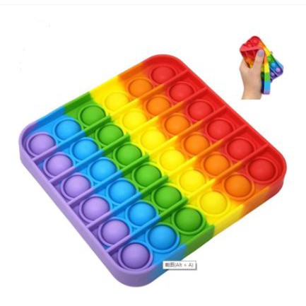 MB Pop It Murah Mainan Sensorik Pereda Stress/Fidget Pop Its Square Rainbow Multicolor Foxmind-6