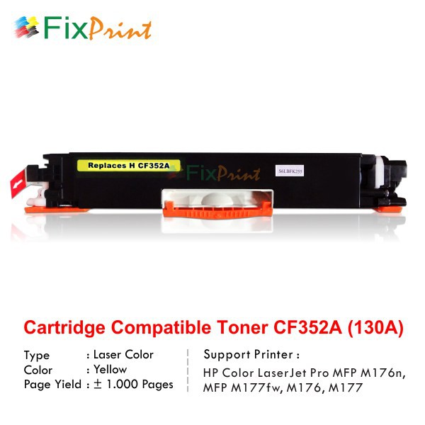 Compatible Cartridge HP CF352A 130A Yellow, HP Color LaserJet Pro 100 MFP M176n M177fw Yellow Murah