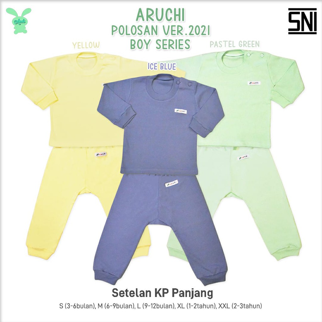 PROMO BAJU ANAK ARUCHI PREMIUM SETELAN SALUR PANJANG NB  S M L ( 3-18 Bulan )