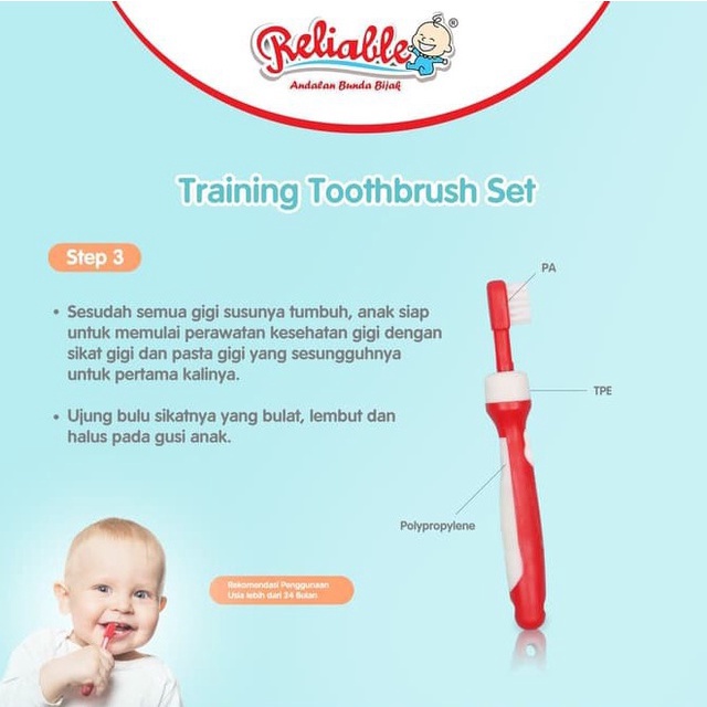 Sikat Gigi Bayi Complete Set 3 in 1 Reliable Training Toothbrush Set