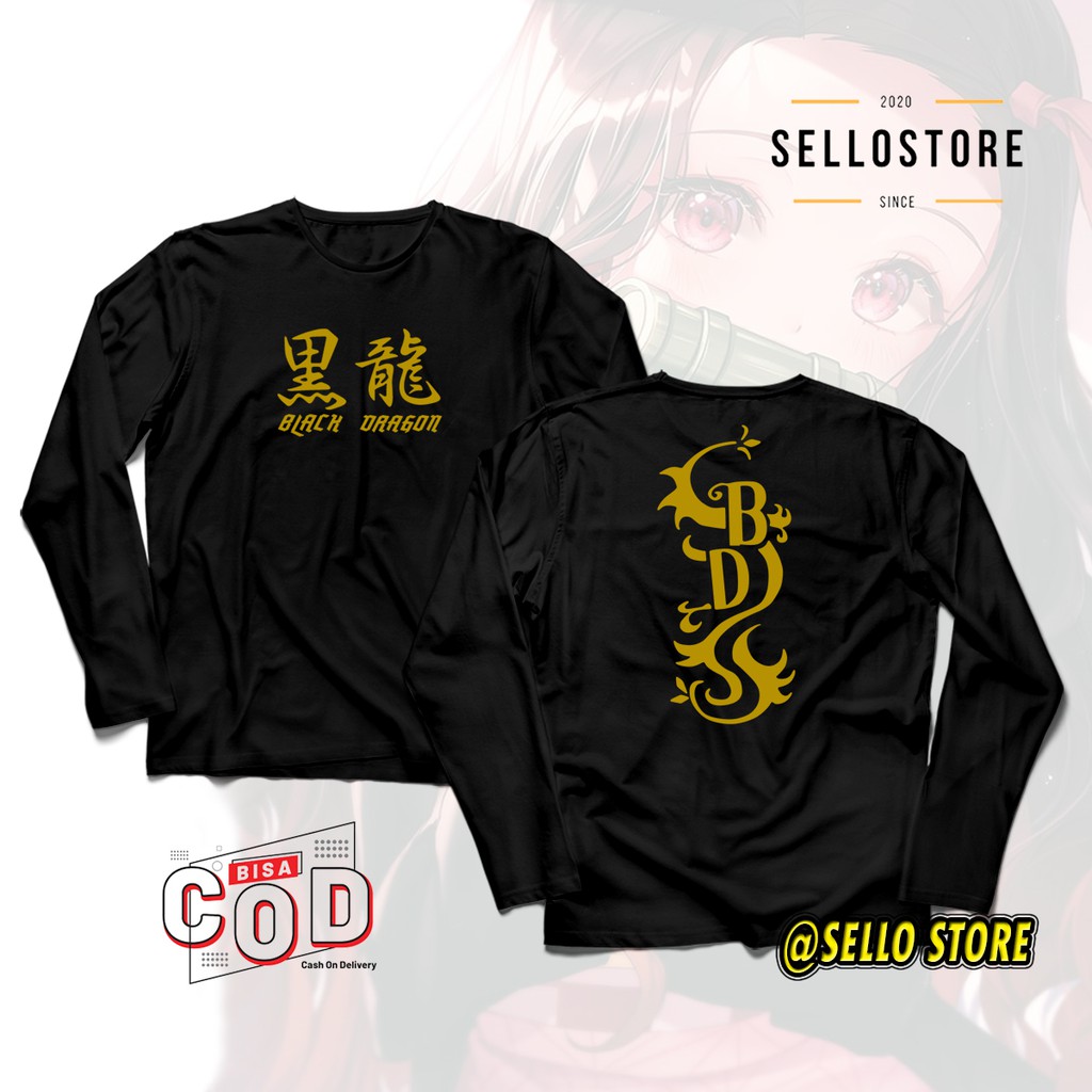 Kaos Anime Lengan Panjang Black Dragon / Kaos Tokyo Revengers / Longsleeve / Baju Anime / Kaos Wibu