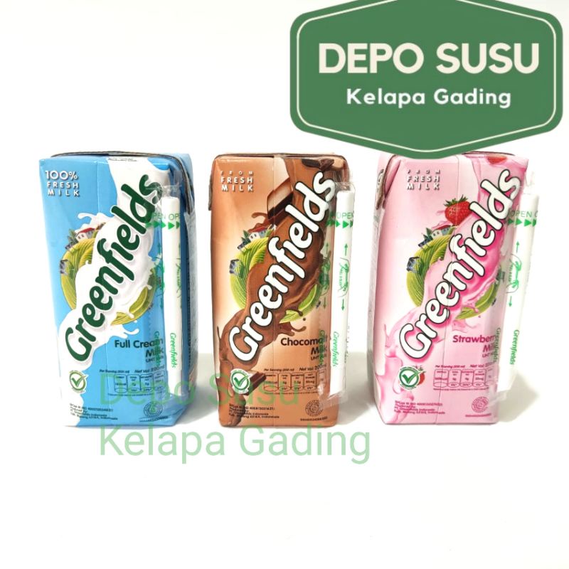 Susu Greenfields UHT 200 ml Full Cream Coklat Strawberry Milk | Greenfield 200ml Choco Malt Fresh