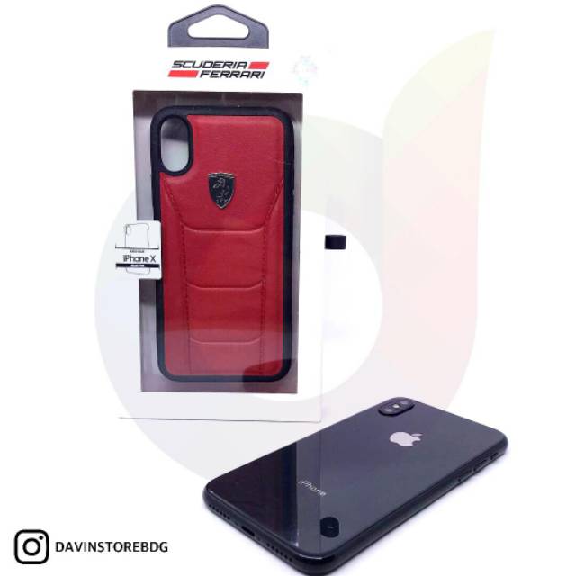 Hard Case Heritage Leather Ferrari Scuderia Original Lisensi iPhone X