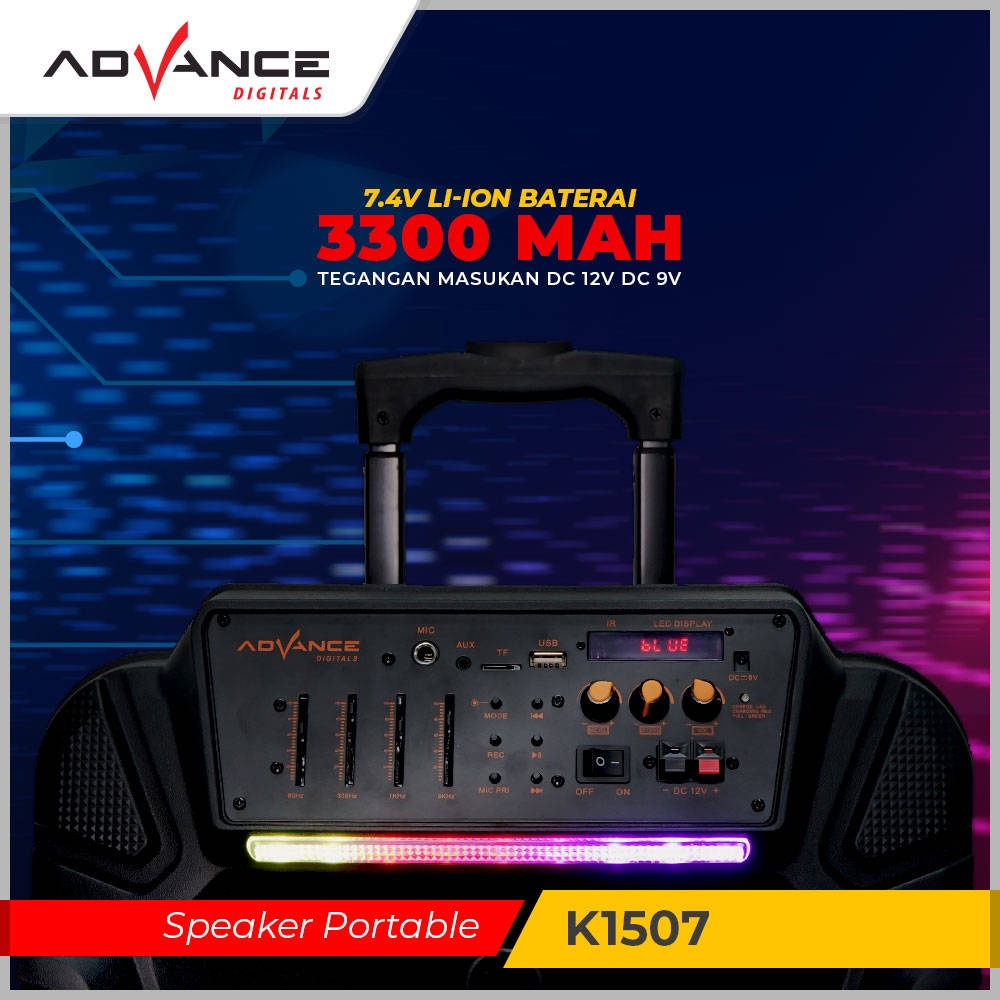 【READY STOCK】 Advance Bas K1507 Speaker Meeting Bluetooth 15 Inch  2 Mic Wireless Cod