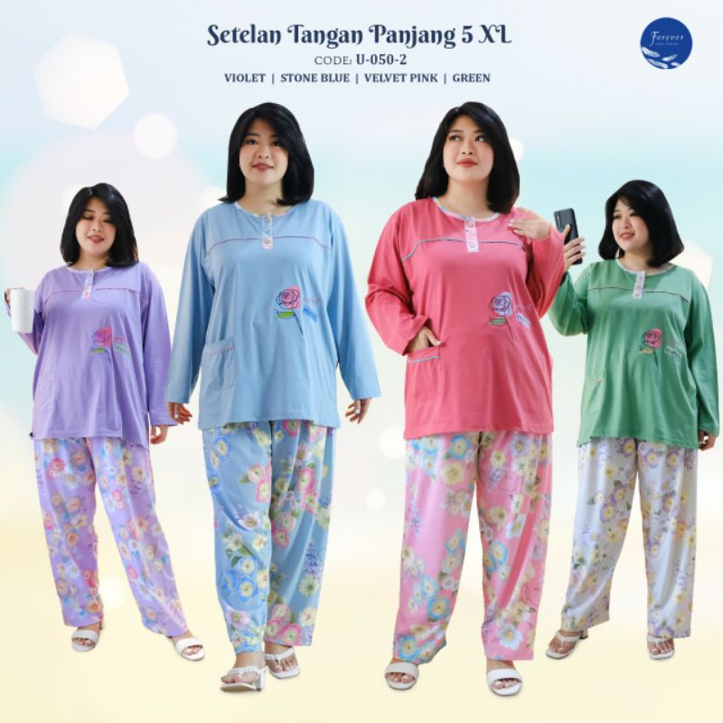 FOREVER - BABYDOLL PP 5XL | SETELAN JUMBO | BAJU RUMAHAN CANTIK JUMBO | SETELAN LENGAN PANJANG JUMBO