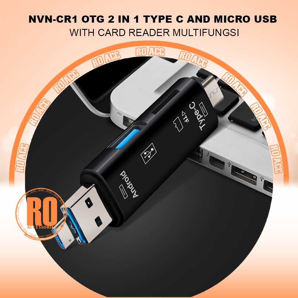 [RO ACC] NVN-CR1 OTG 2 IN 1 TYPE C AND MICRO USB WITH CARD READER MULTIFUNGSI