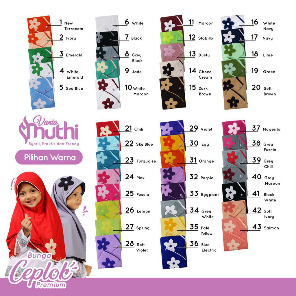 Banyak Warna Kerudung Vania Bunga Ceplok Premium Size M Banyak Warna Kerudung Vania Bunga Ceplok Premium Size M