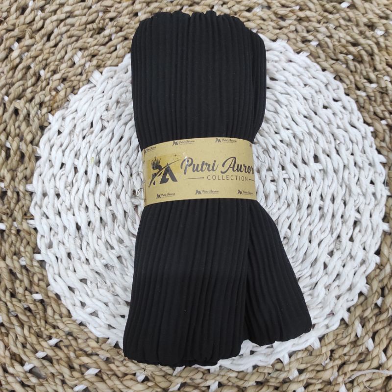 PASHMINA PLISKET LIDI FULL CERUTY BABYDOLL WARNA HITAM