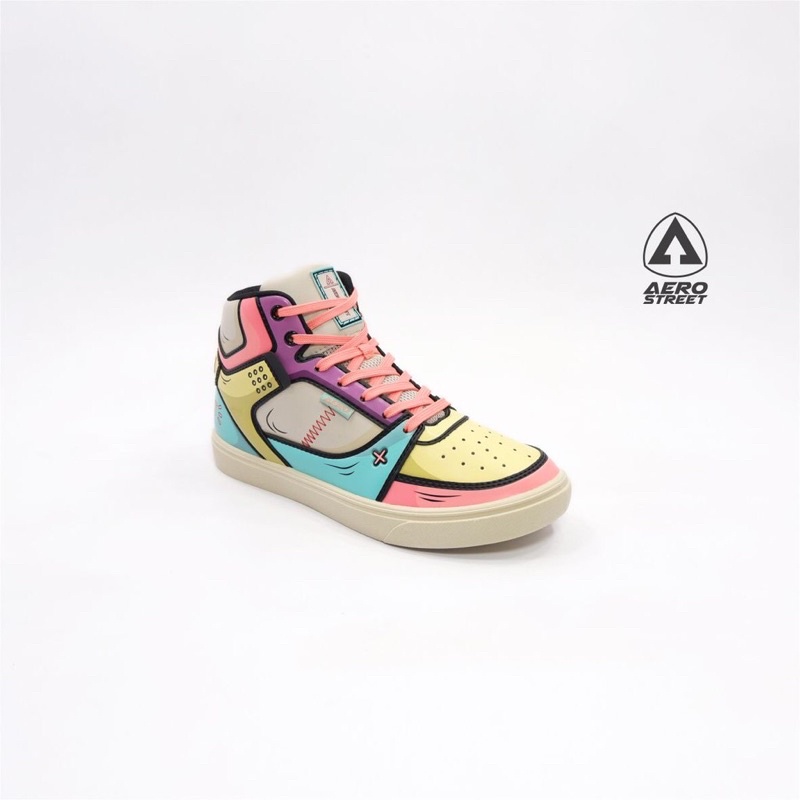 Aerostreet 36-42 2D Reborn Pink Kuning - Sepatu Sneakers Casual Sport Sekolah Pria Wanita Aero