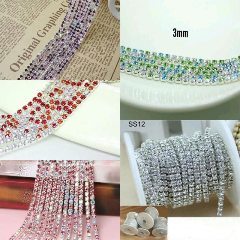 diamond renteng / diamond chain / rhinestone chain 3mm