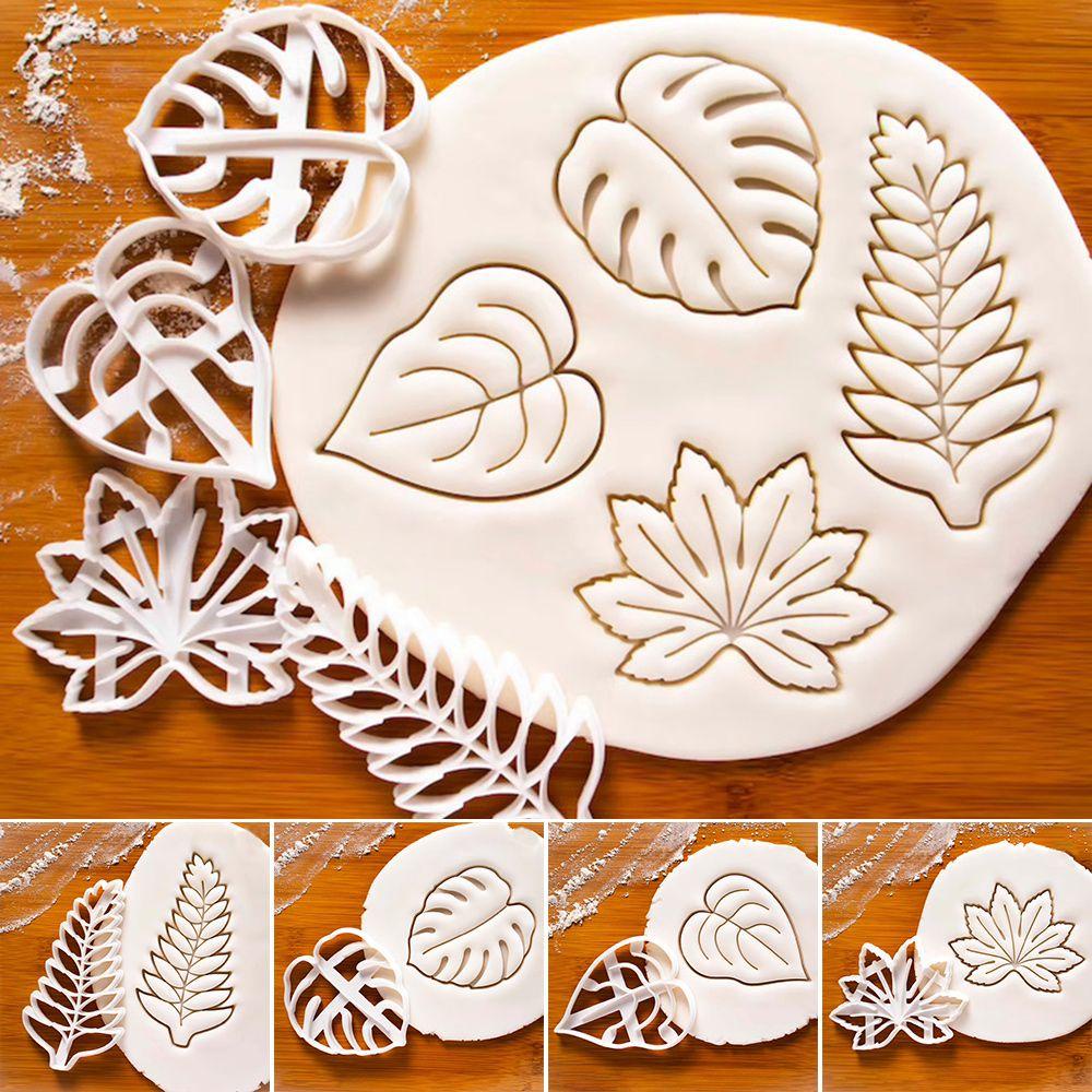 Top 4pcs Cetakan Embosser Kue Kering Dekorasi Cookie Cutter Alat Kue Agave Ivy