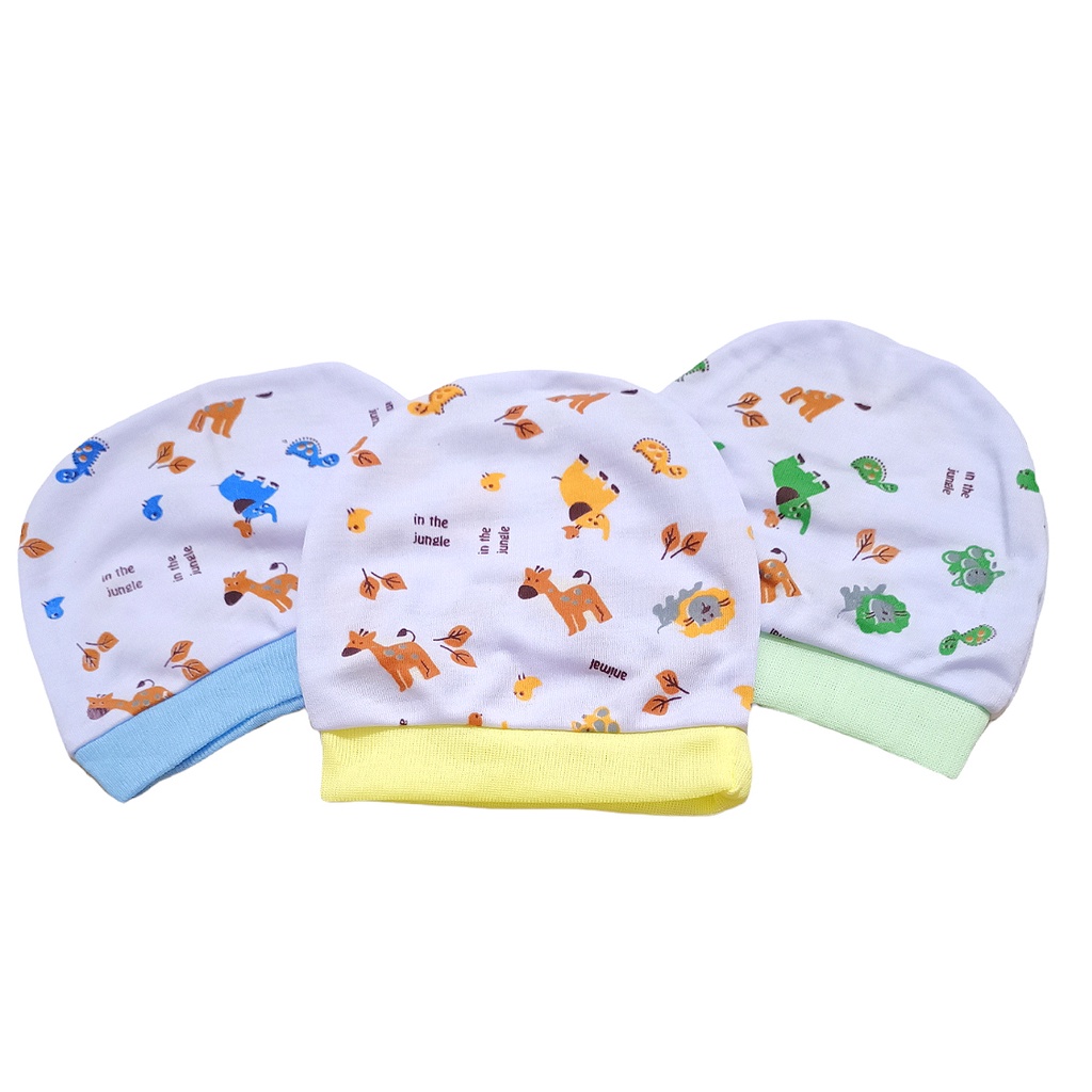 Topi Kupluk Bayi 0-12 bulan | Topi Bayi Motif Print Murah