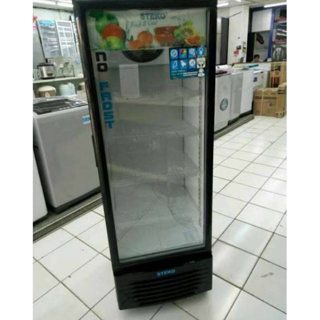 STEKO SHOWCASE STEKO MG200 (180L) 4 RAK NO FROST LEMARI PENDINGIN MINUMAN TANPA BUNGA ES