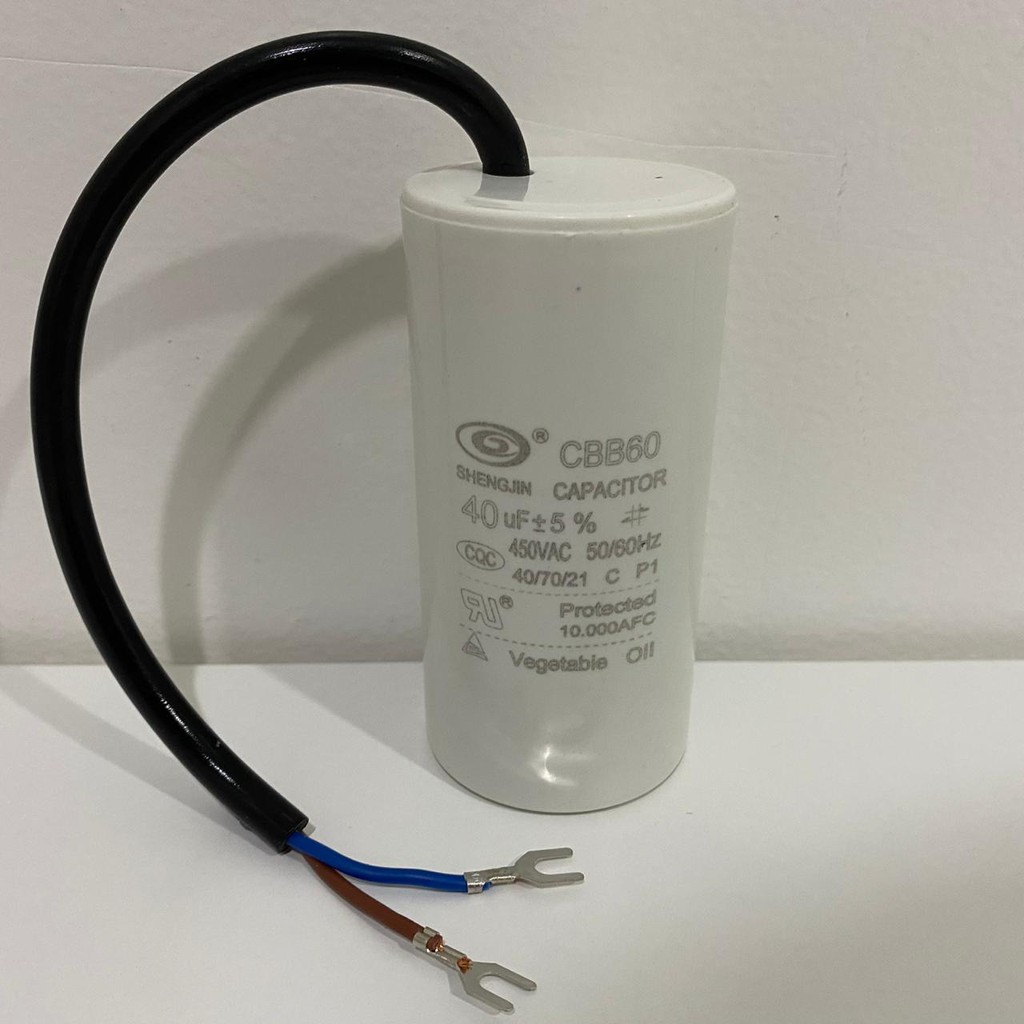 Kapasitor 40 uf 450V Bulat Kabel / Capacitor Pompa Air 40uf Bulat