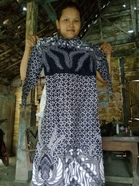 Couple Gamis Katun 2811 Allsize Ld 102 & Jumbo.busui Resleting Depan.kemeja M L Xl.batik Pekalongan