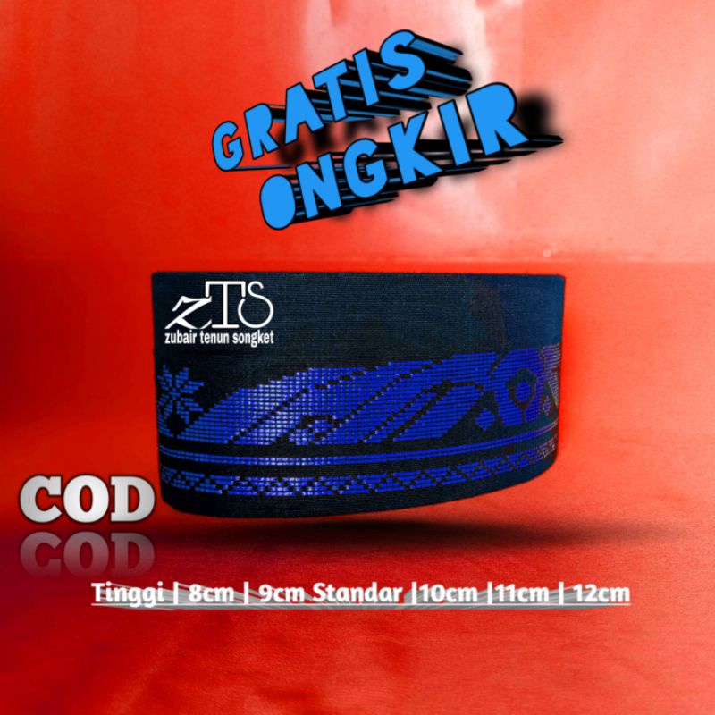 Peci HITAM BIRU TUA MOTIF GUNUNGsholat peci songket kopiah songkok warna hitam biru dewasa dan anak²