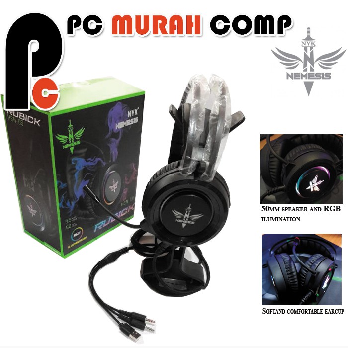 Headset Gaming Rubick NYK HS-N09 Color RGB Original