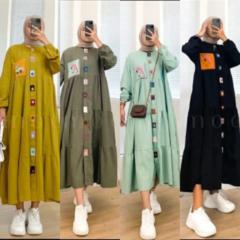 LALA MIDI DRESS KONDANGAN DRES BUSUI (full kancing depan) DRES KATUN RAYON BAJU KONDANGAN BUSUI BAJU BUSUI LONG DRES PAKAIAN WANITA KEKINIAN BAJU WANITA KEKINIAN DRESS KEKINIAN BAJU TERBARU WANITA DRES MUSLIM TERBARU PAKAIAN MUSLIM WANITA FASHION KEKINIAN