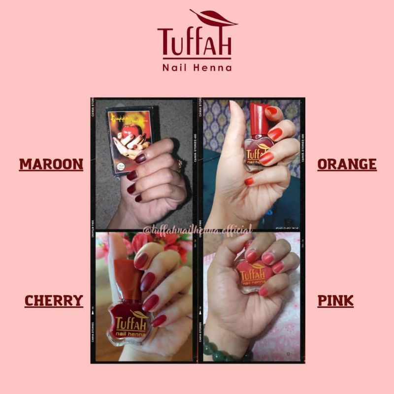 (FREE GIFT) TUFFAH NAURAA NAIL HENNA SAH UNTUK SHOLAT HALAL MAROON NAURAA BLACK BROWN ORANGE PINK KU