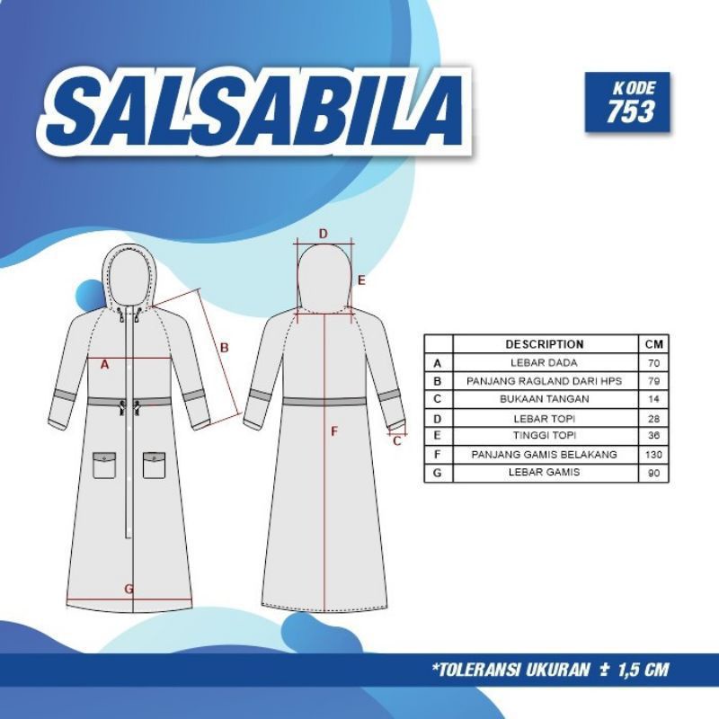 Jas Hujan Gamis Plevia Salsabila 753 Mantel Jubah Gamis