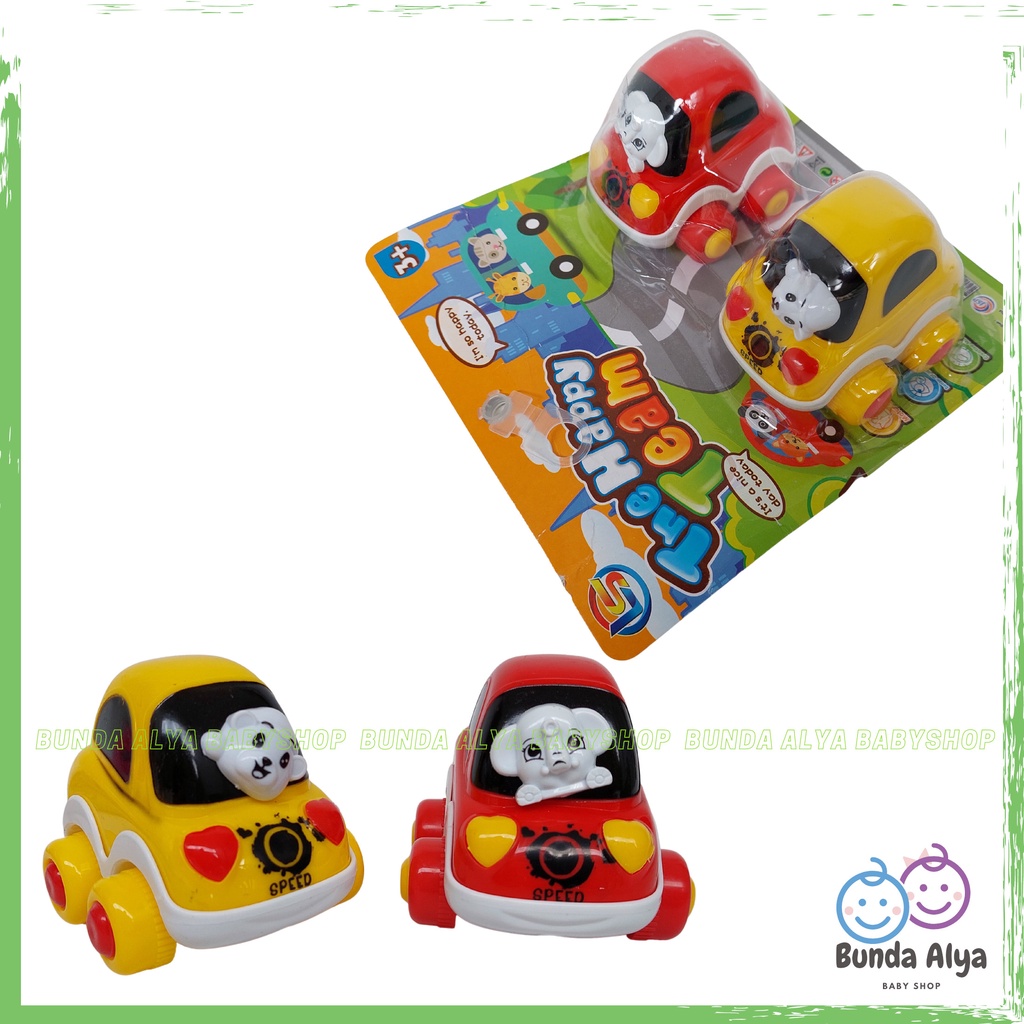 Mainan Anak Mobil - Mobilan Lucu Isi 2 Mainan Anak Mobil The Happy Team Mainan Mobil Pull Back Warna Warni