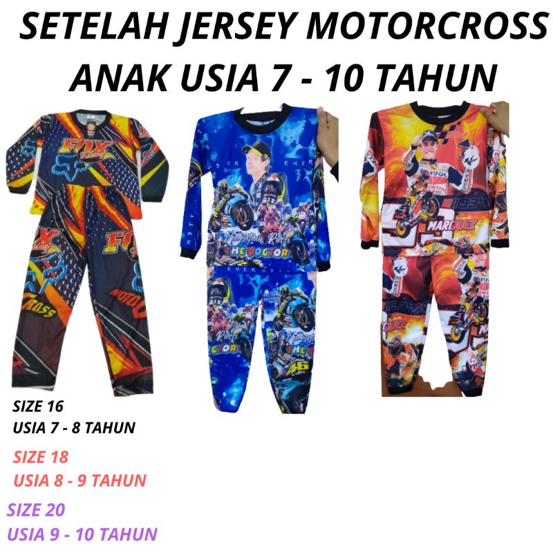 SETELAN JERSEY MOTORCROSS ANAK USIA 7 10 TAHUN - KAOS ANAK MOTOR CROSS - JERSEY ANAK MOTOR CROSS