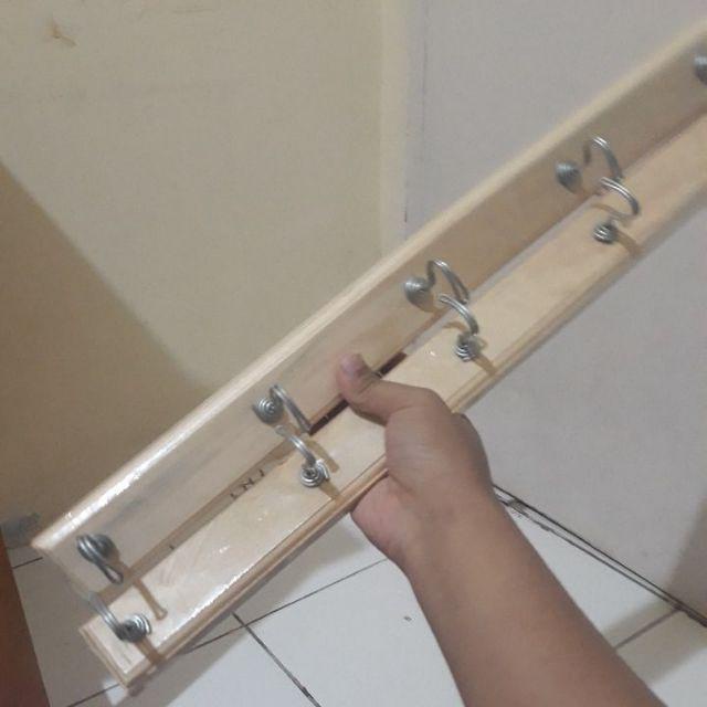 Gantungan Baju Cantol / Gantungan Baju Dinding Tempel / Cantolan Baju/ Gantungan Cantol Kayu 8 Kait