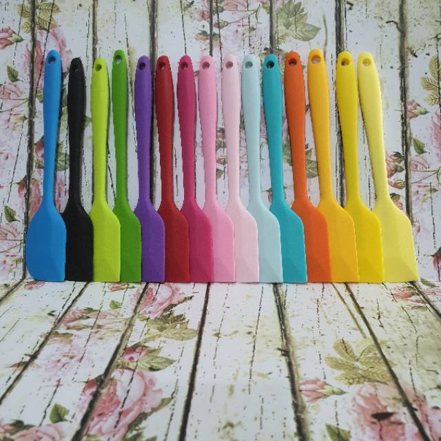 SPATULA KECIL GEPENG color small rubber spatula non sambungan / spatula kecil 21cm food grade