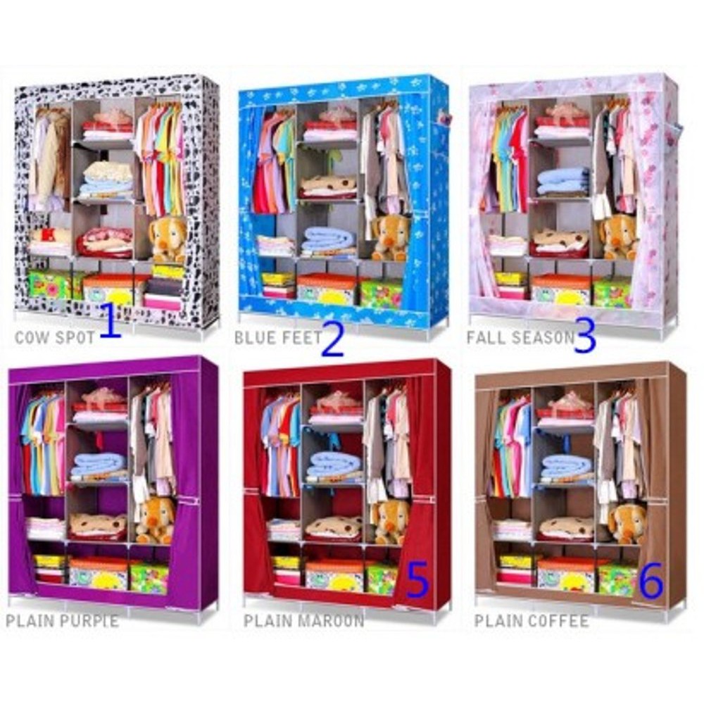 LEMARI PAKAIAN PORTABLE  BISA DIBONGKAR PASANG  COCOK UNTUK ANAK KOS  RUMAH KONTRAKAN  LEMARI PORTA