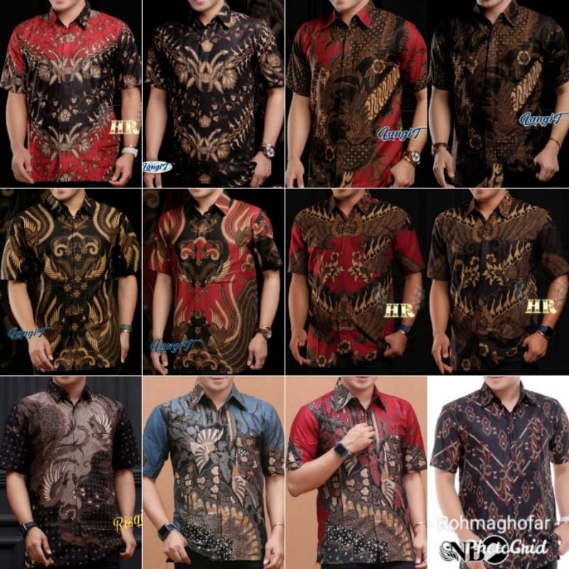 Batik Pria Lengan Pendek Premium COD BATIK AZMIL HRB 026 022 Zahira Batik KERATONAN size M L XL XXL