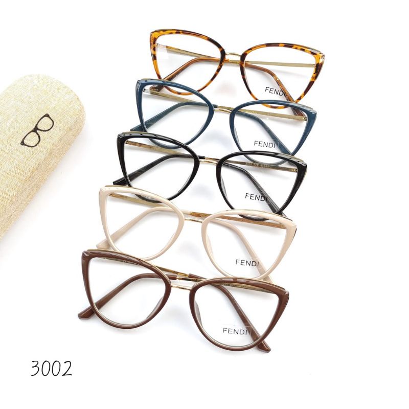 COD] Frame CAT EYE Wanita murah (3002)GRATIS Lensa BLUECROMIC