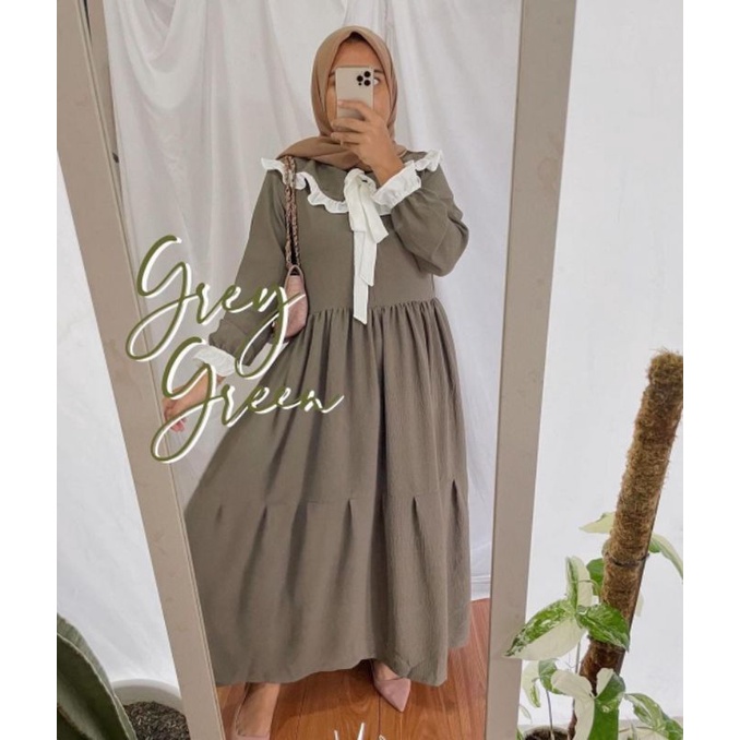 Fashion Muslim Gamis KHALIFA crinkle airflow mix renda terbaru dress Maxy tille kekinian