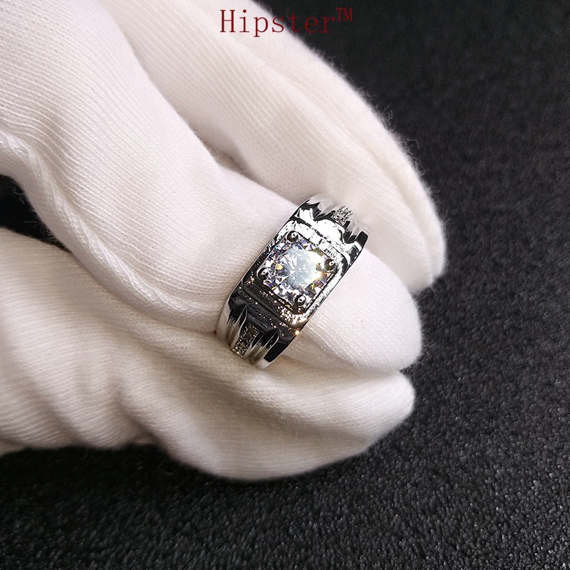 European and American Fashion Exaggerated Domineering Inlaid Square Diamond Ring