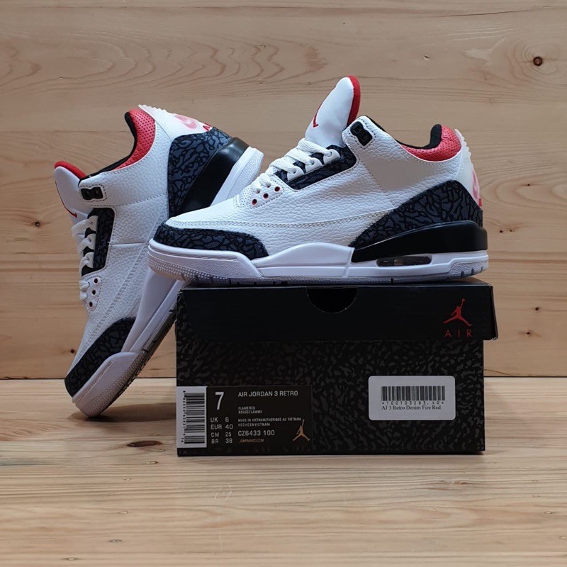 NIKE AIR JORDAN 3 RETRO DENIM FIRE RED