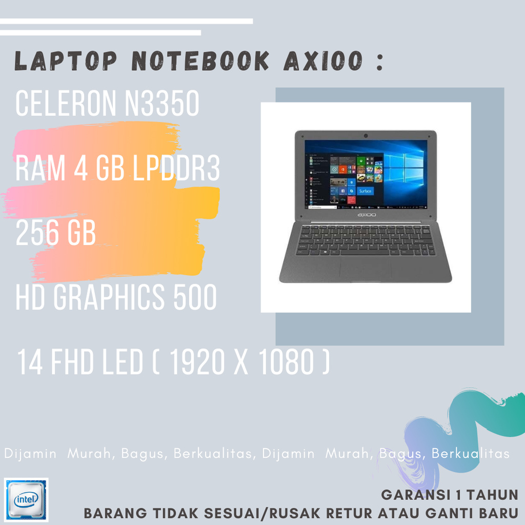 LAPTOP NOTEBOOK AXIOO N3350 4GB 256SSD FHD GREY E116