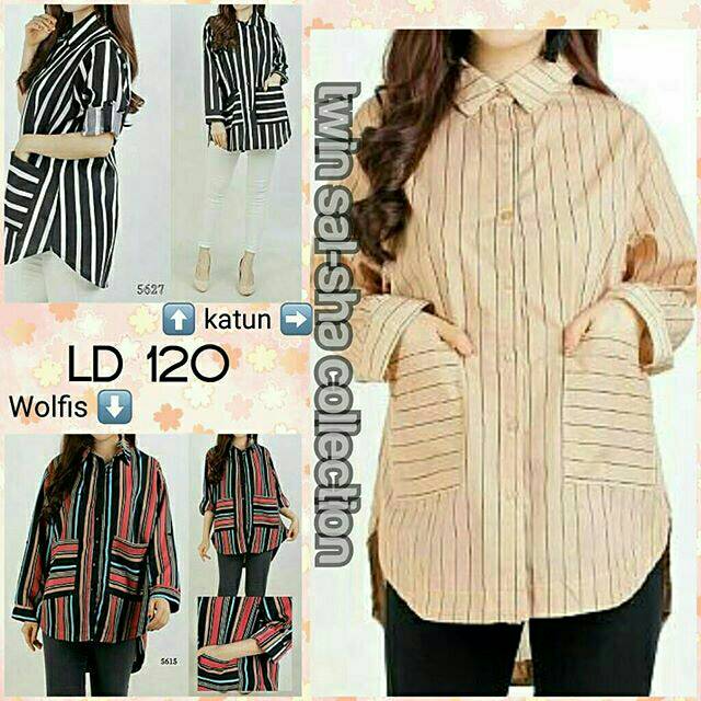 Kemeja jumbo wanita garis