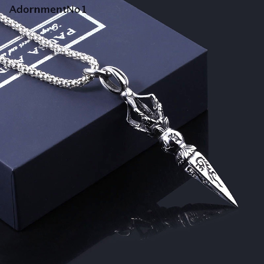 (AdornmentNo1) Kalung Rantai Dengan Liontin Jimat Vajra Dagger Gaya Punk Rock Tibet Untuk Pria