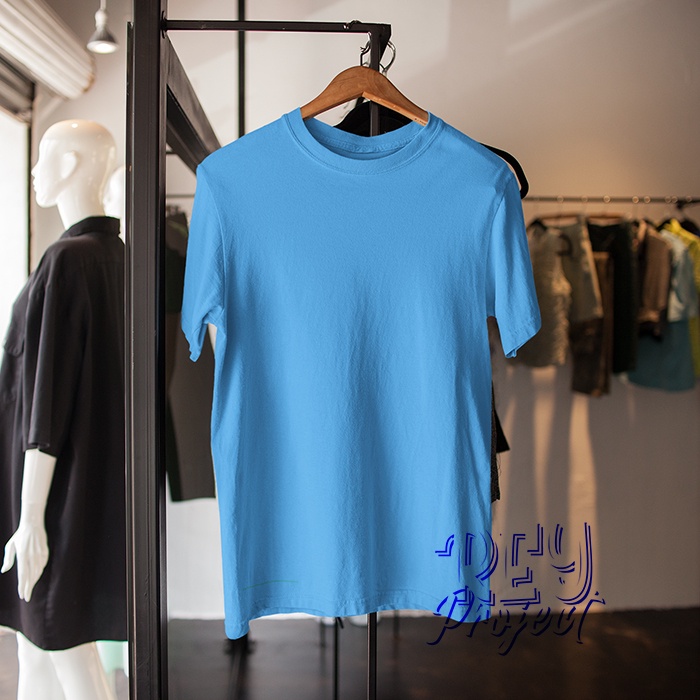 kaos polos Tangan Pendek Biru muda Biru langit co/cw 100% Cotton Combat 30s original distro Unisex B