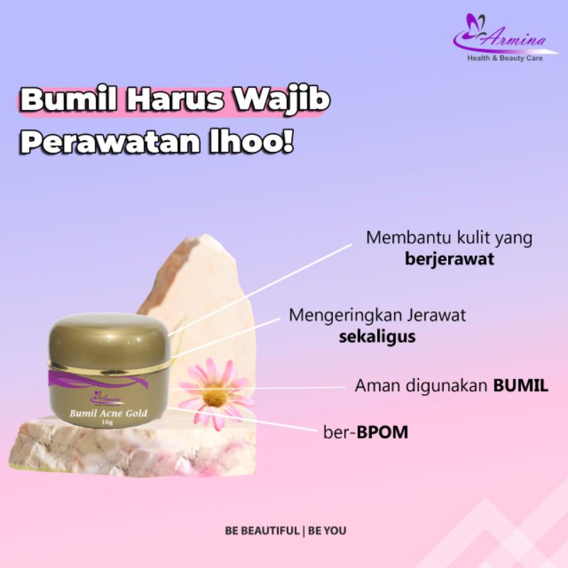 ARMINA SUNSCREEN ACNE FOUNDATION GOLD (krim pagi acn import)