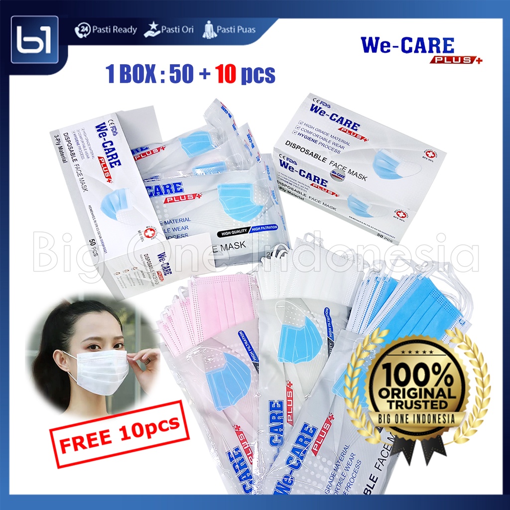 Jual Masker 3 Ply Earloop BOX Isi 50+10 Pcs Premium , Masker Medis 3 ...