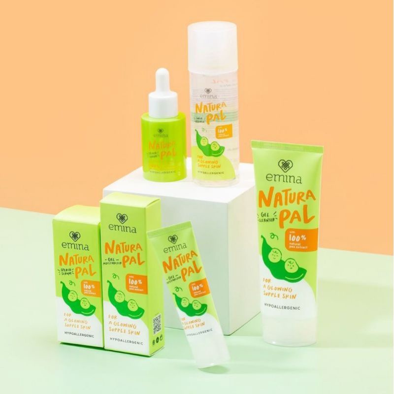 Emina Natura Pal Series | Gel Moisturizer 20ml | Gel Cleanser 100ml | Toner Essence 100ml | Splash Serum 40ml