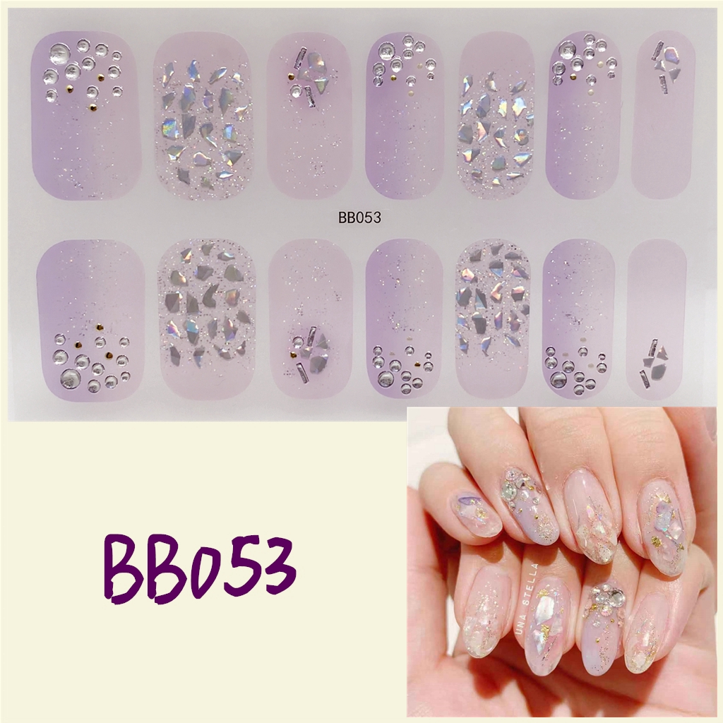 Stiker Kuku 3d Desain Berlian Mutiara Permata Warna-Warni Untuk Manicure Bb036-053